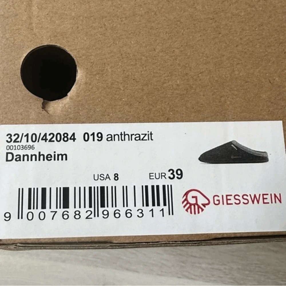 GIESSWEIN Unisex Dannheim Hausschuhe, Anthrazit‎ 019, black New With Tags in PKG